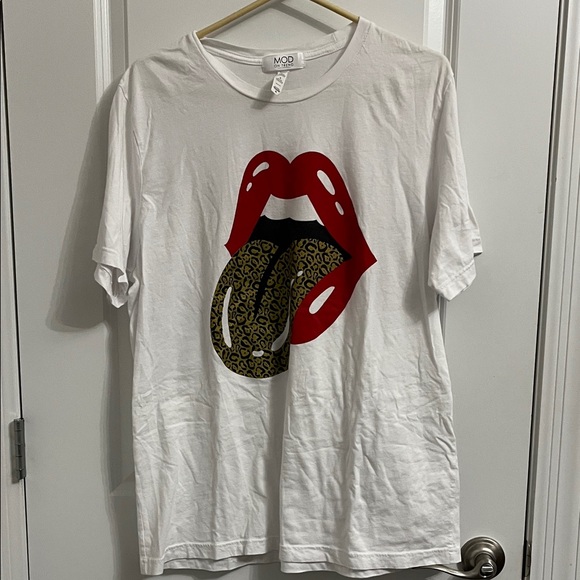 MOD Women's White Graphic Tee - Red and Black Design - Picture 1 of 4